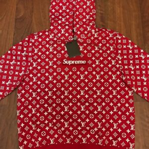 Supreme x LV Box Logo Hoodie Red